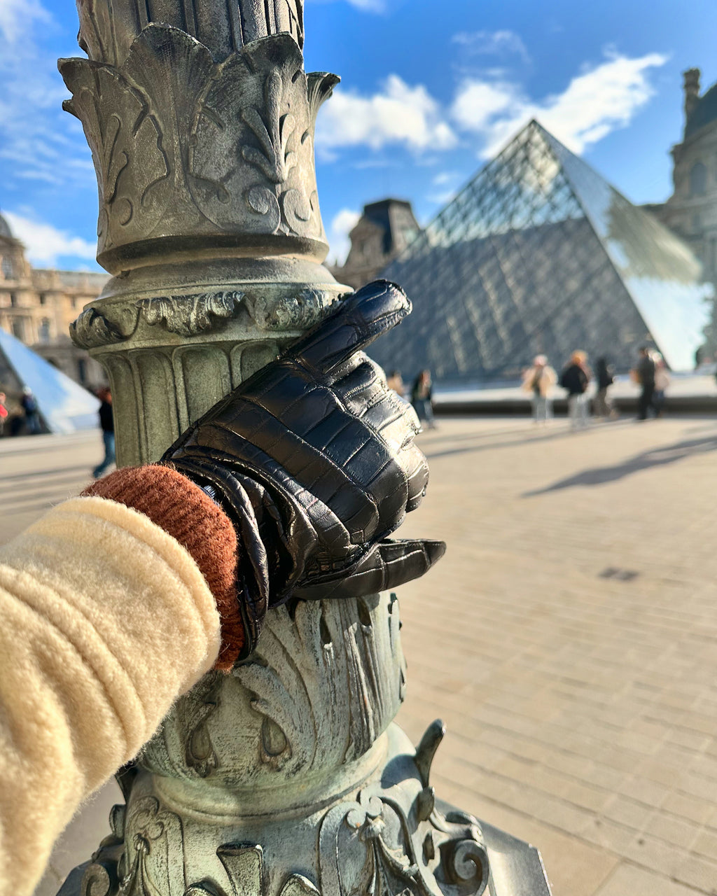 Genuine Black Crocodile Men Gloves