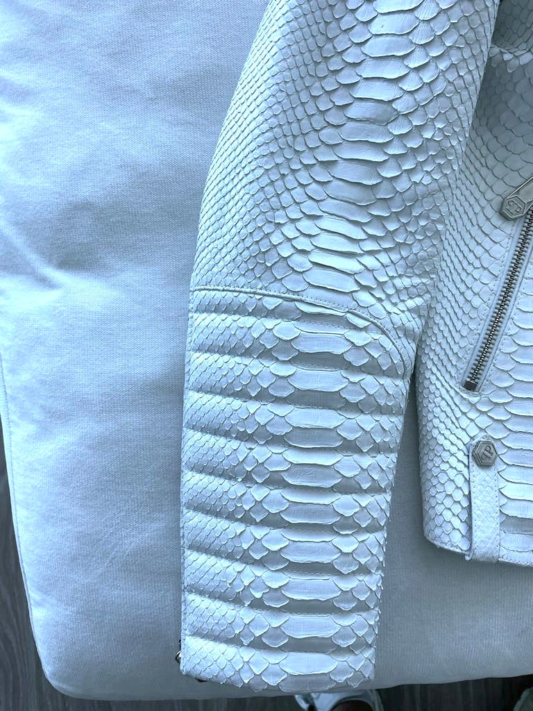 White Python / Snake Leather Jacket