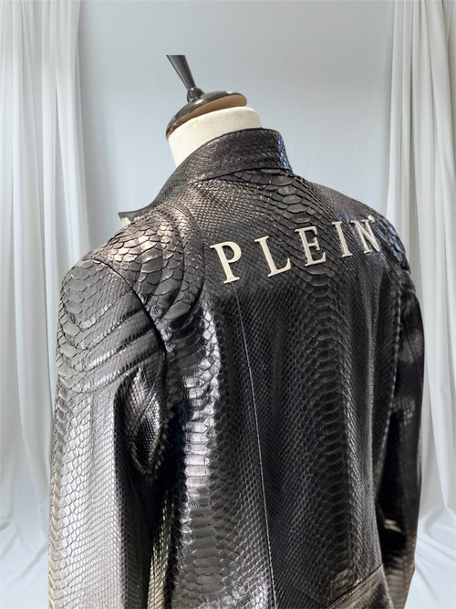 Black Python Leather Philipp Plein Jacket