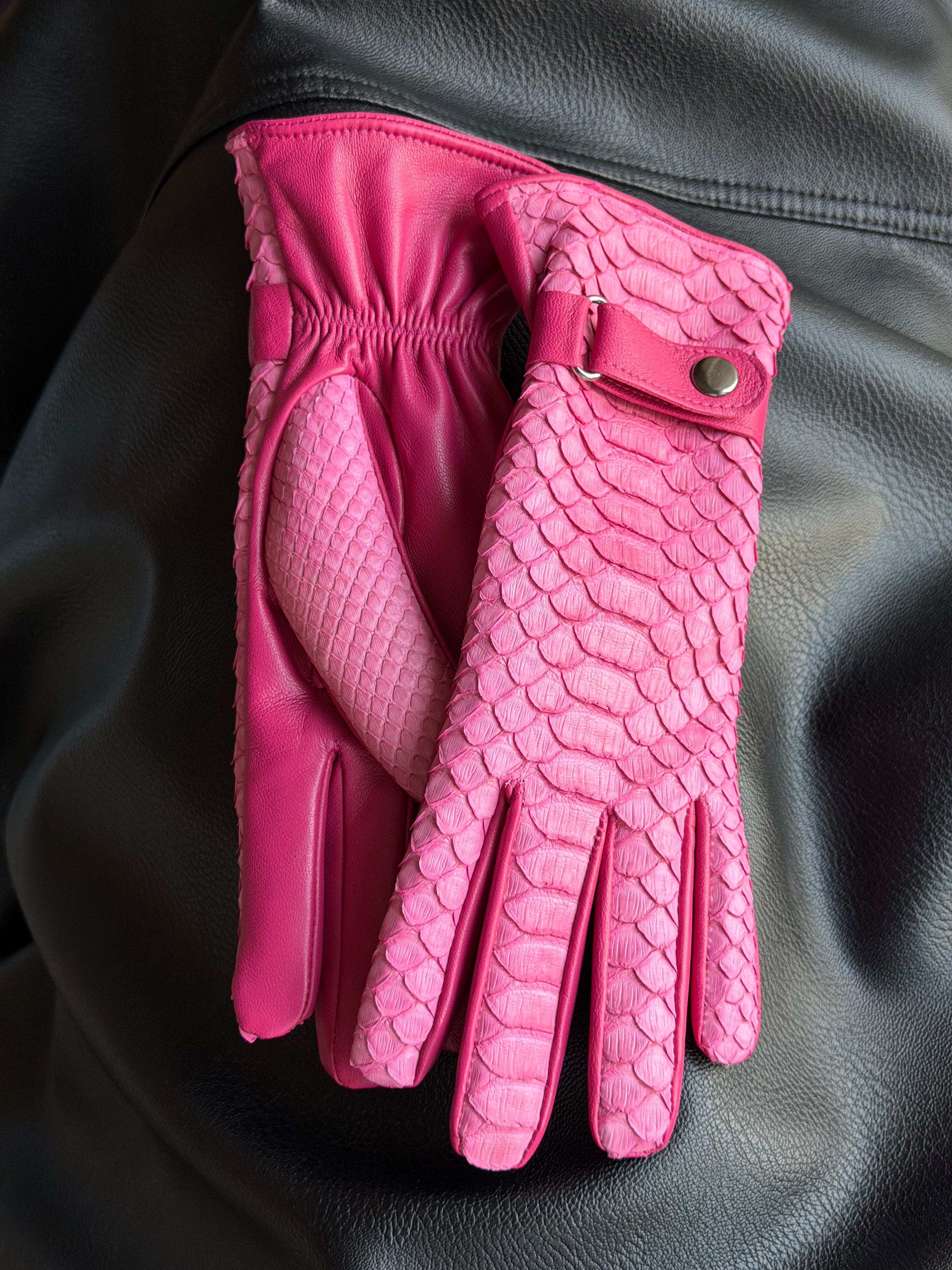 Genuine Pink Python / Snake Woman Gloves