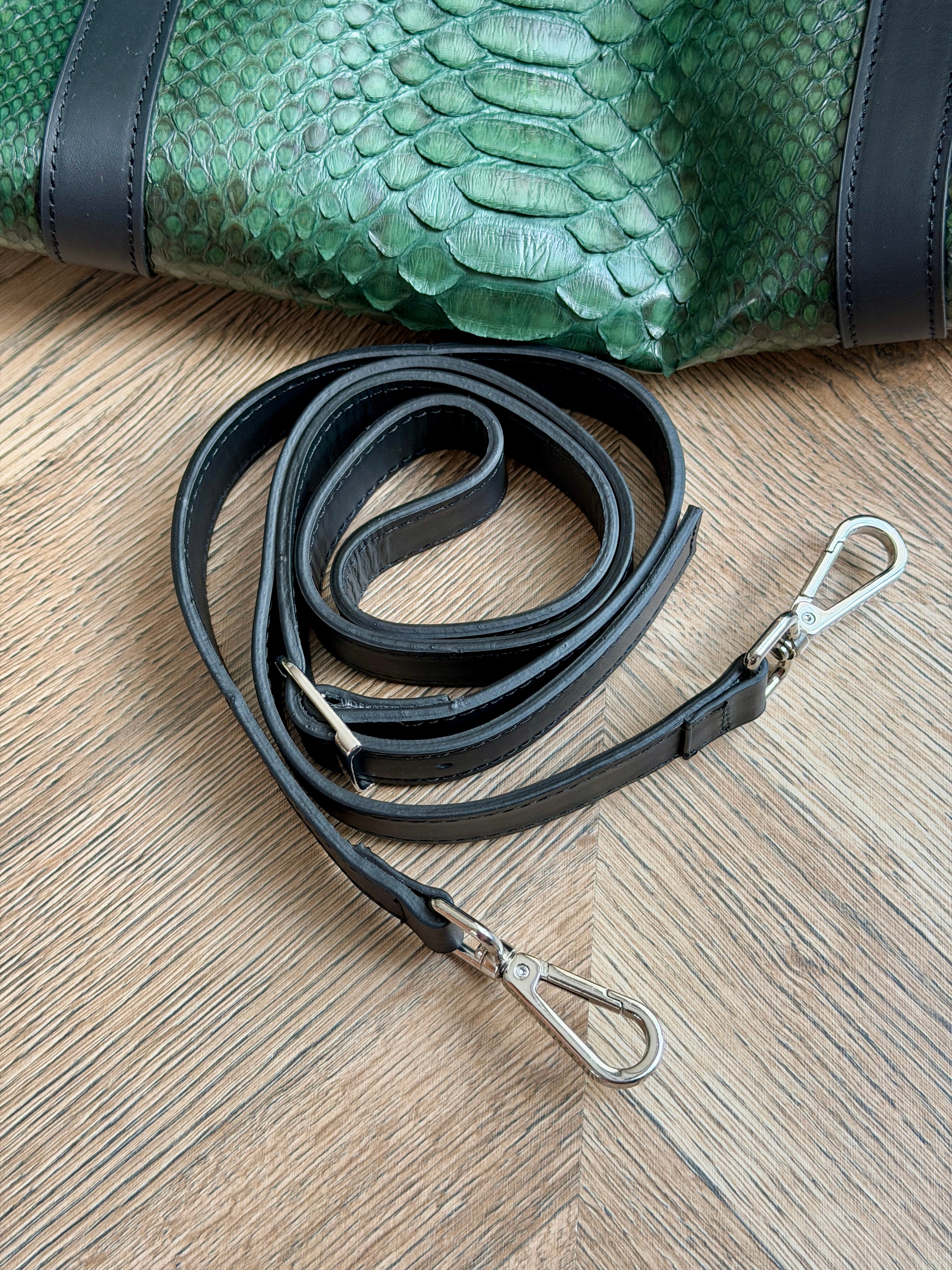 Green Python Leather Travel / Duffle Bag
