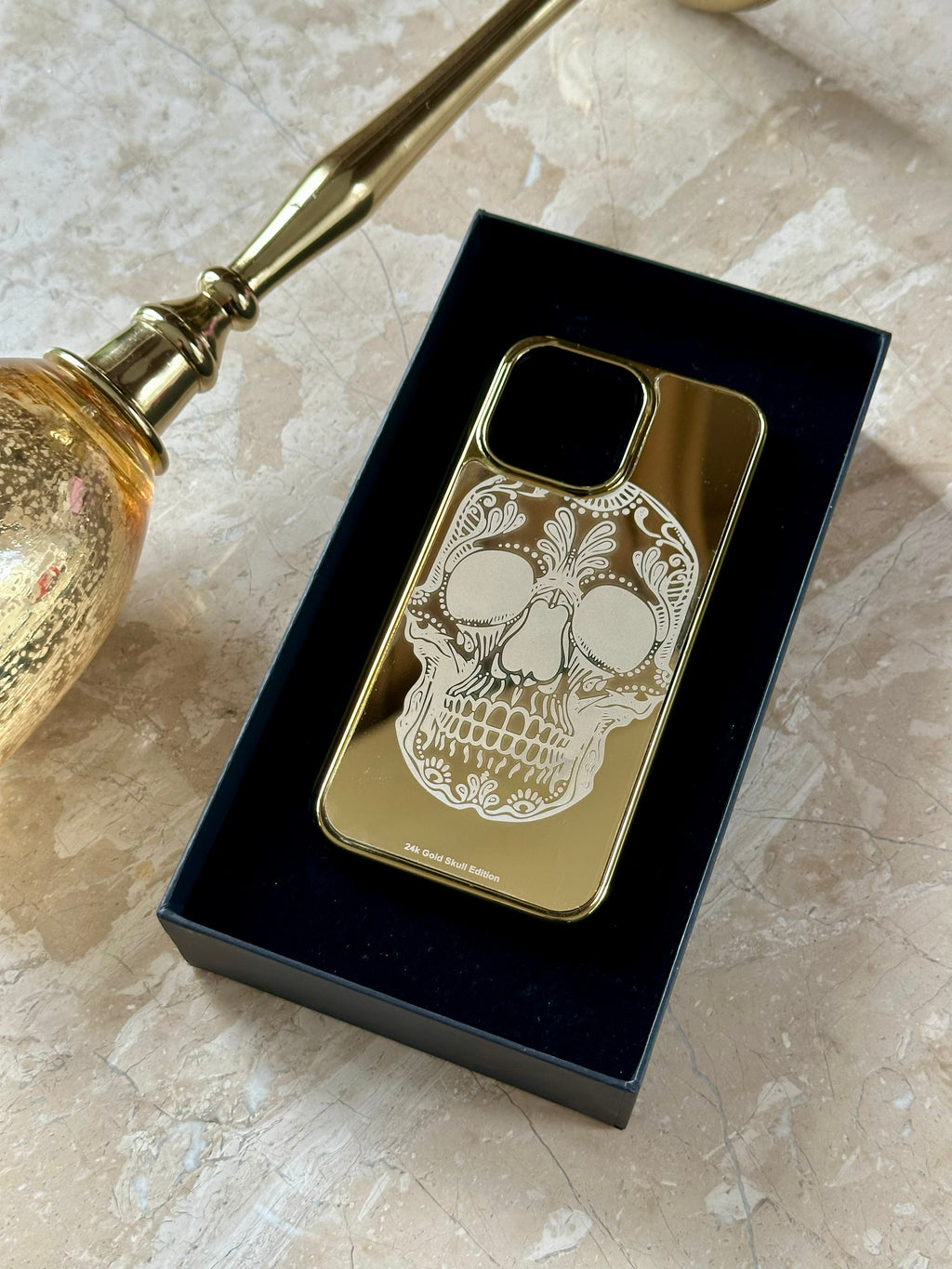 Skull Design Gold Plated iPhone 17 Pro Case