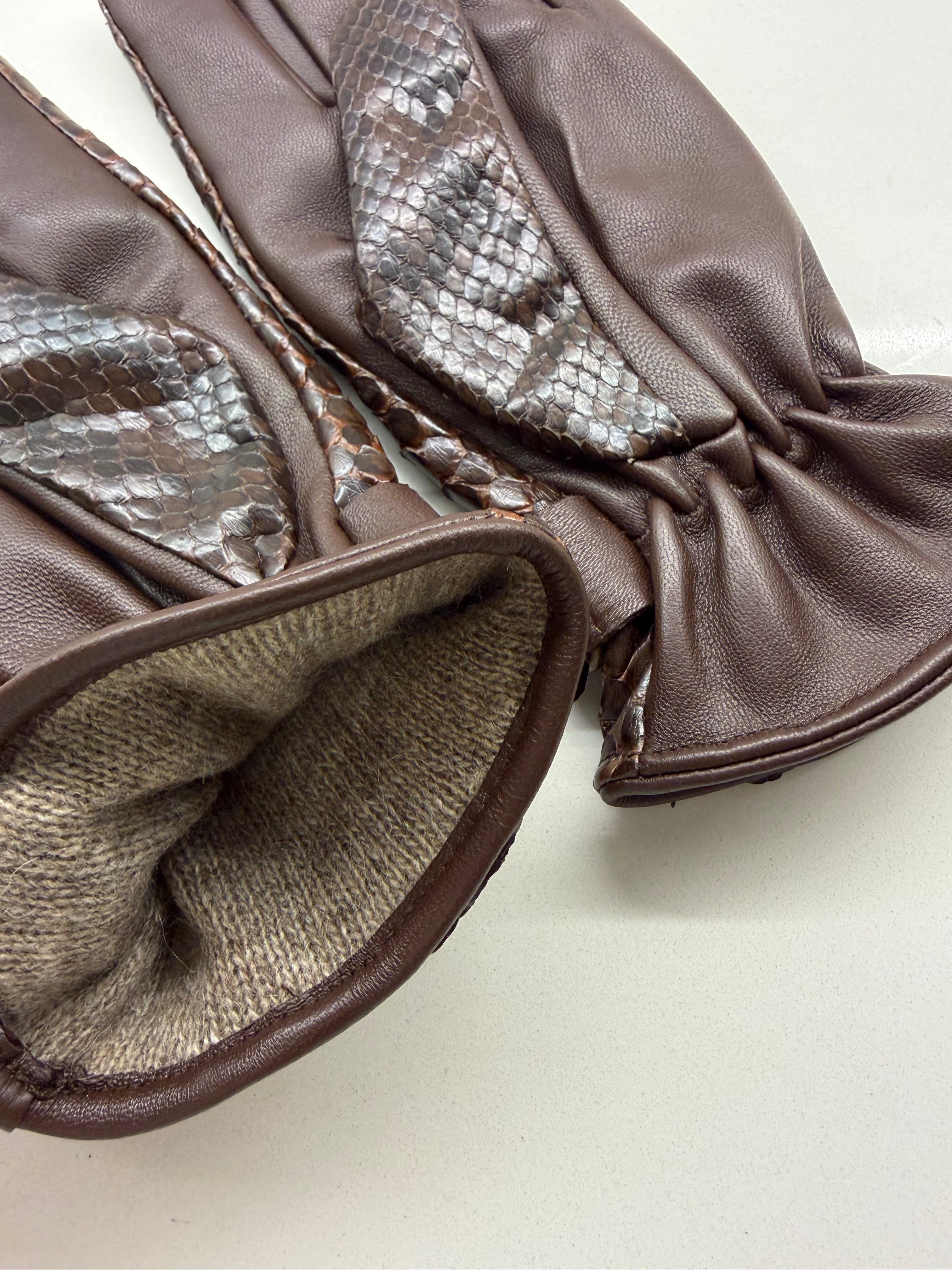 Genuine Brown Python / Snake Men Gloves