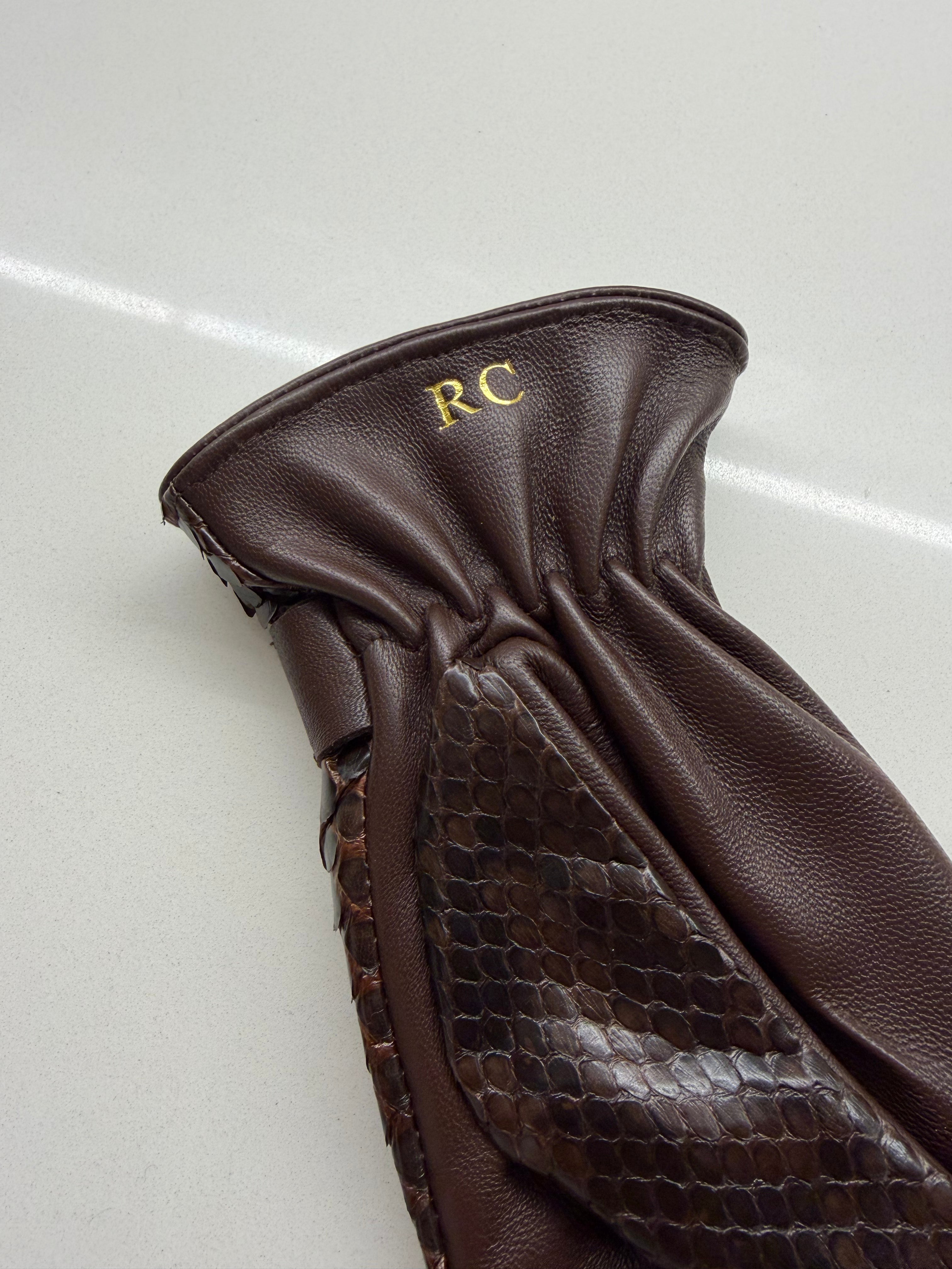 Genuine Brown Python / Snake Men Gloves