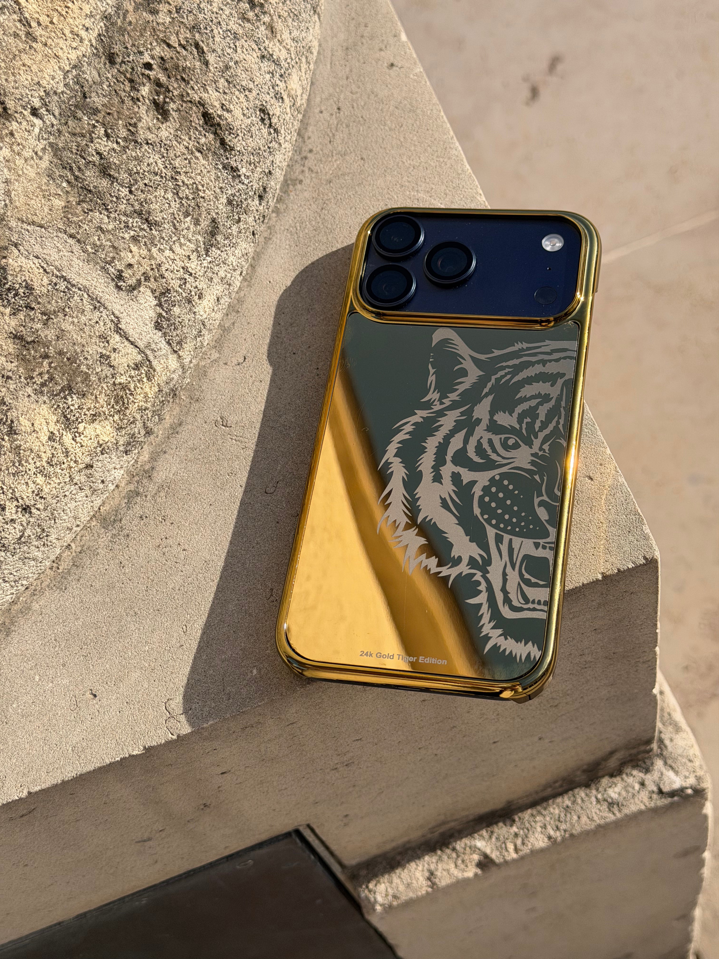 Tiger Design Gold Plated iPhone 17 Pro Case
