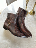 Brown Python Leather Men Boots / Shoes