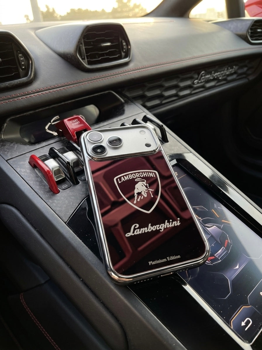 lamborghini iphone 17 pro max case silver platinium