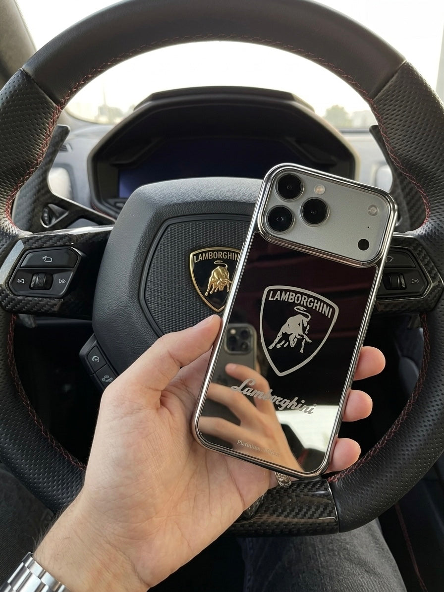 Silver Platinium Plated Lamborghini Design iPhone 17 Pro Max Case