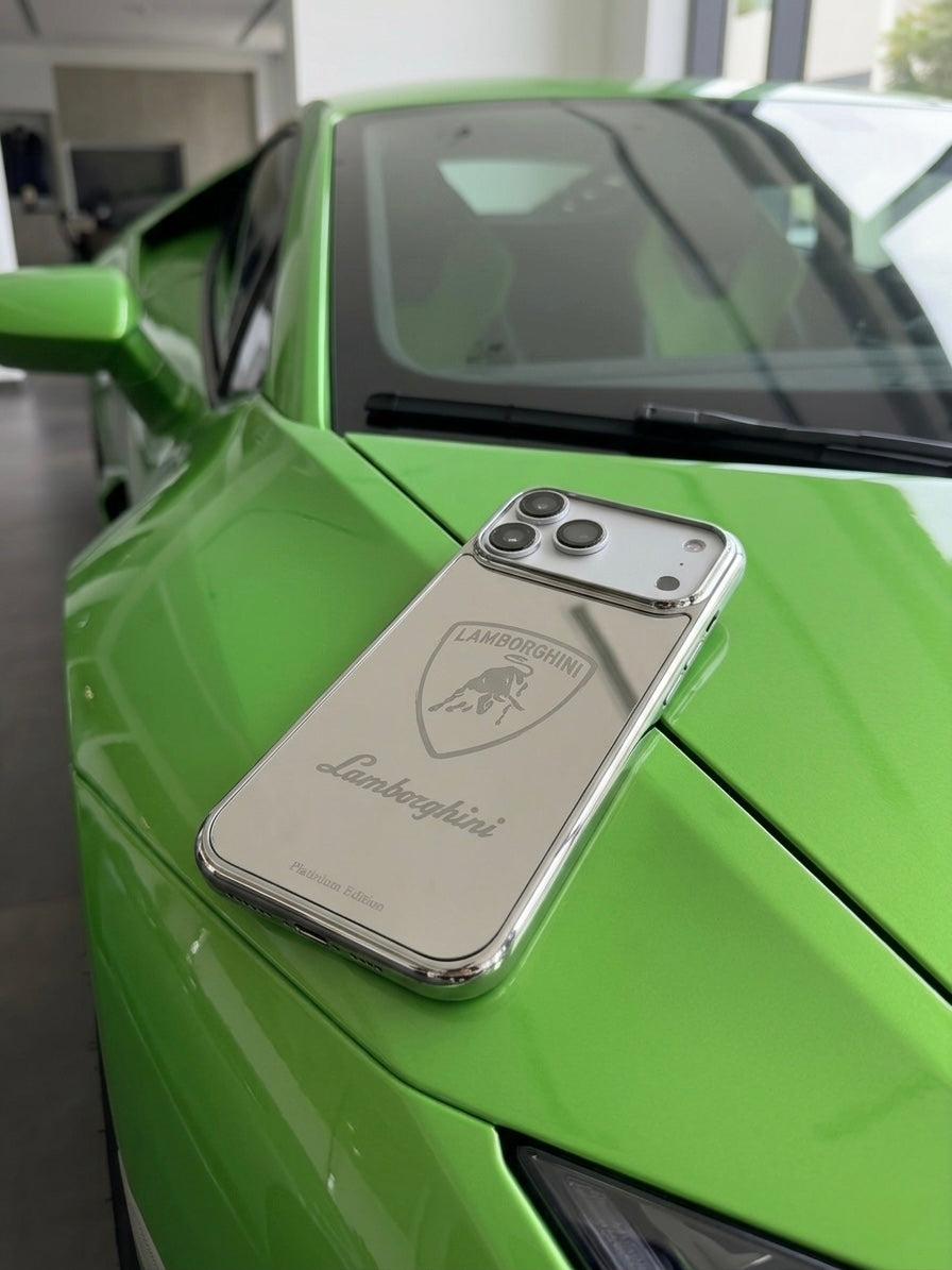 Silver Platinium Plated Lamborghini Design iPhone 17 Pro Max Case