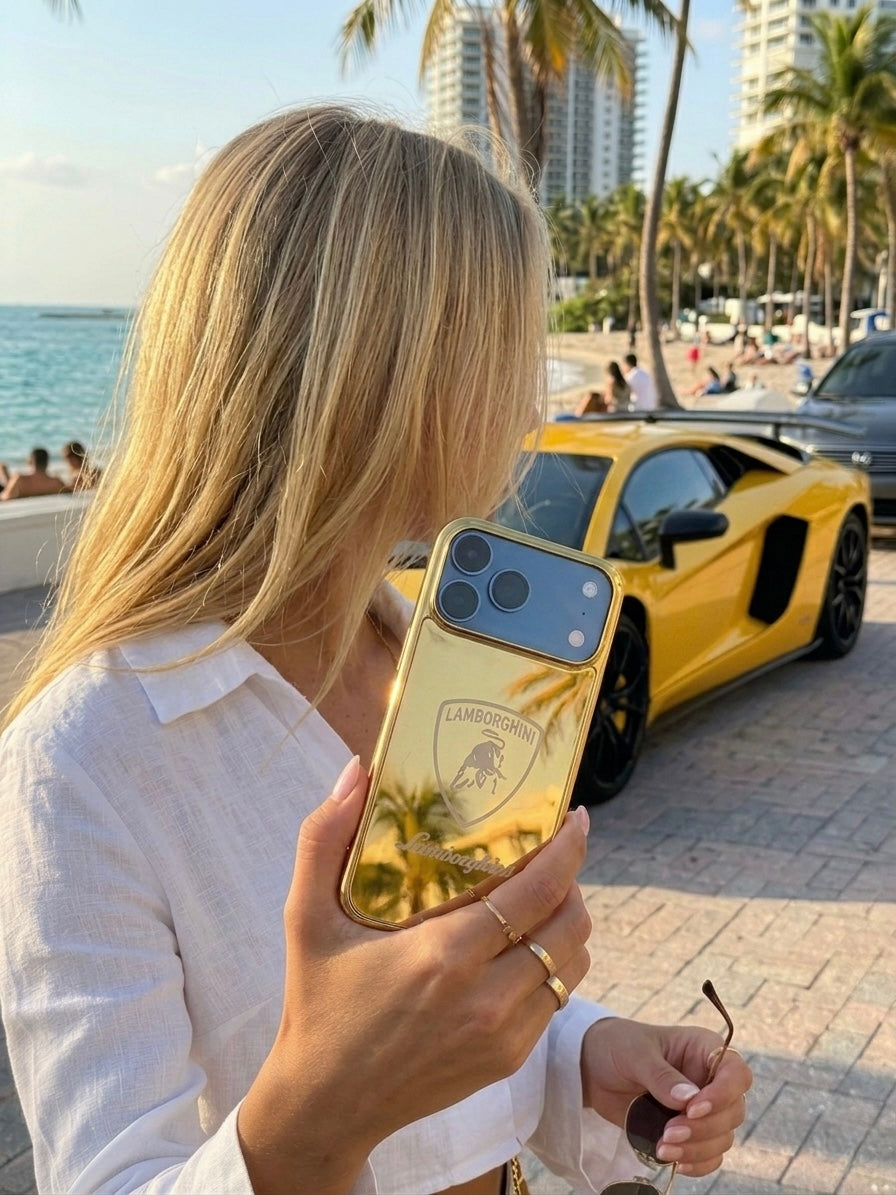 lamborghini iphone 17 pro max case gold