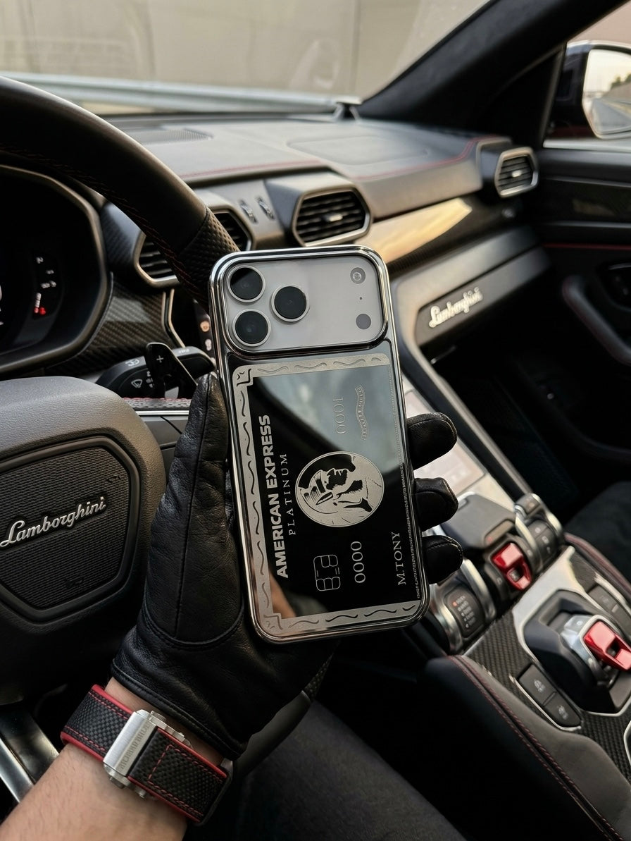 amex iphone 17 pro max case silver platinium