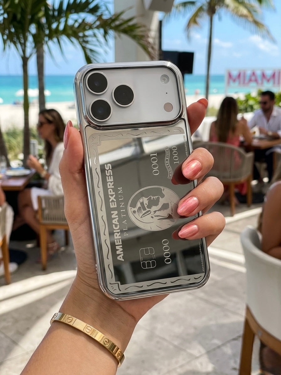 Silver Platinium Plated American Express Design iPhone 17 Pro Case
