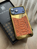 gold with orange python leather iphone 17 pro max