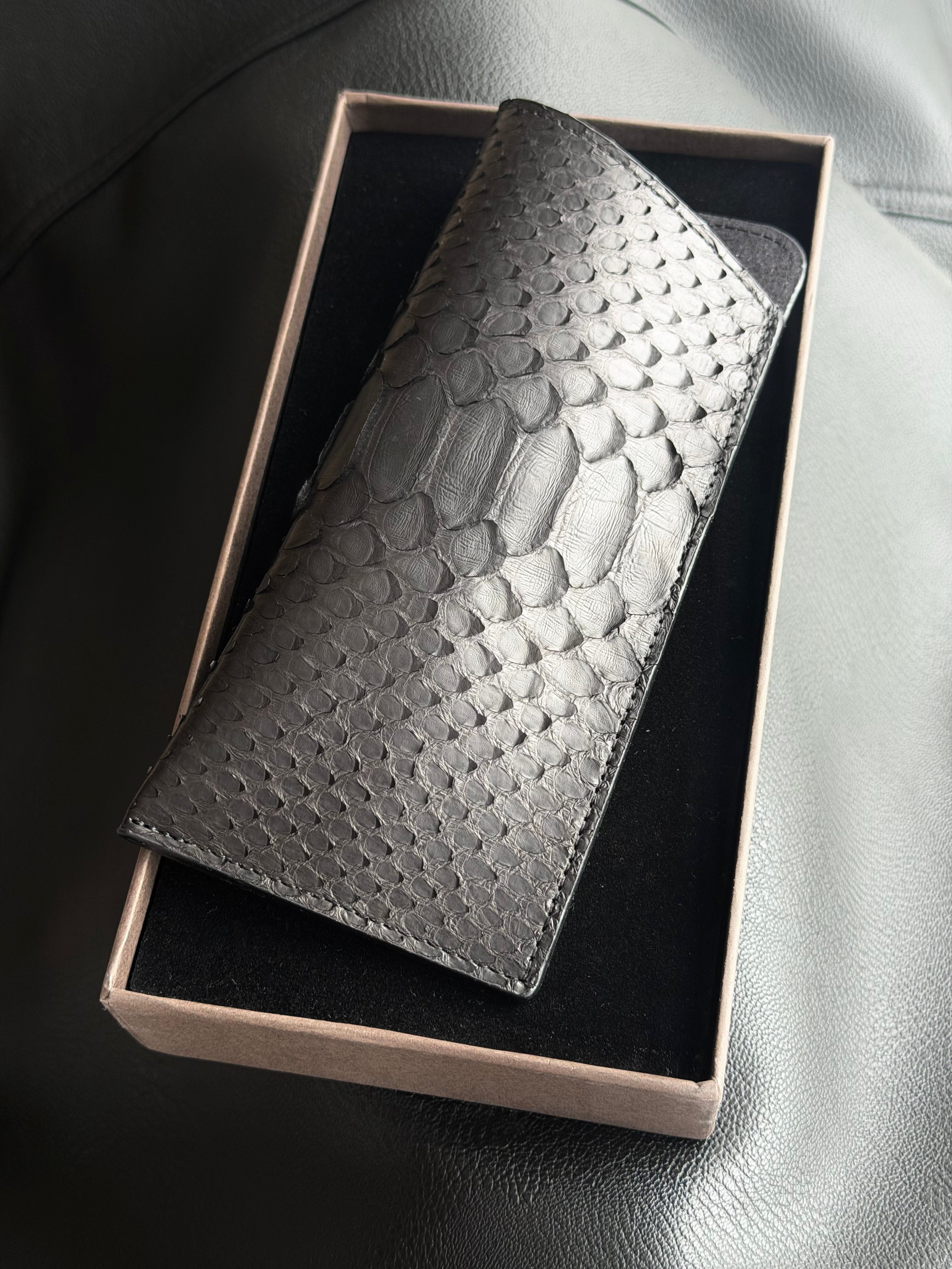 Black Snake / Python Leather Eyewear Case