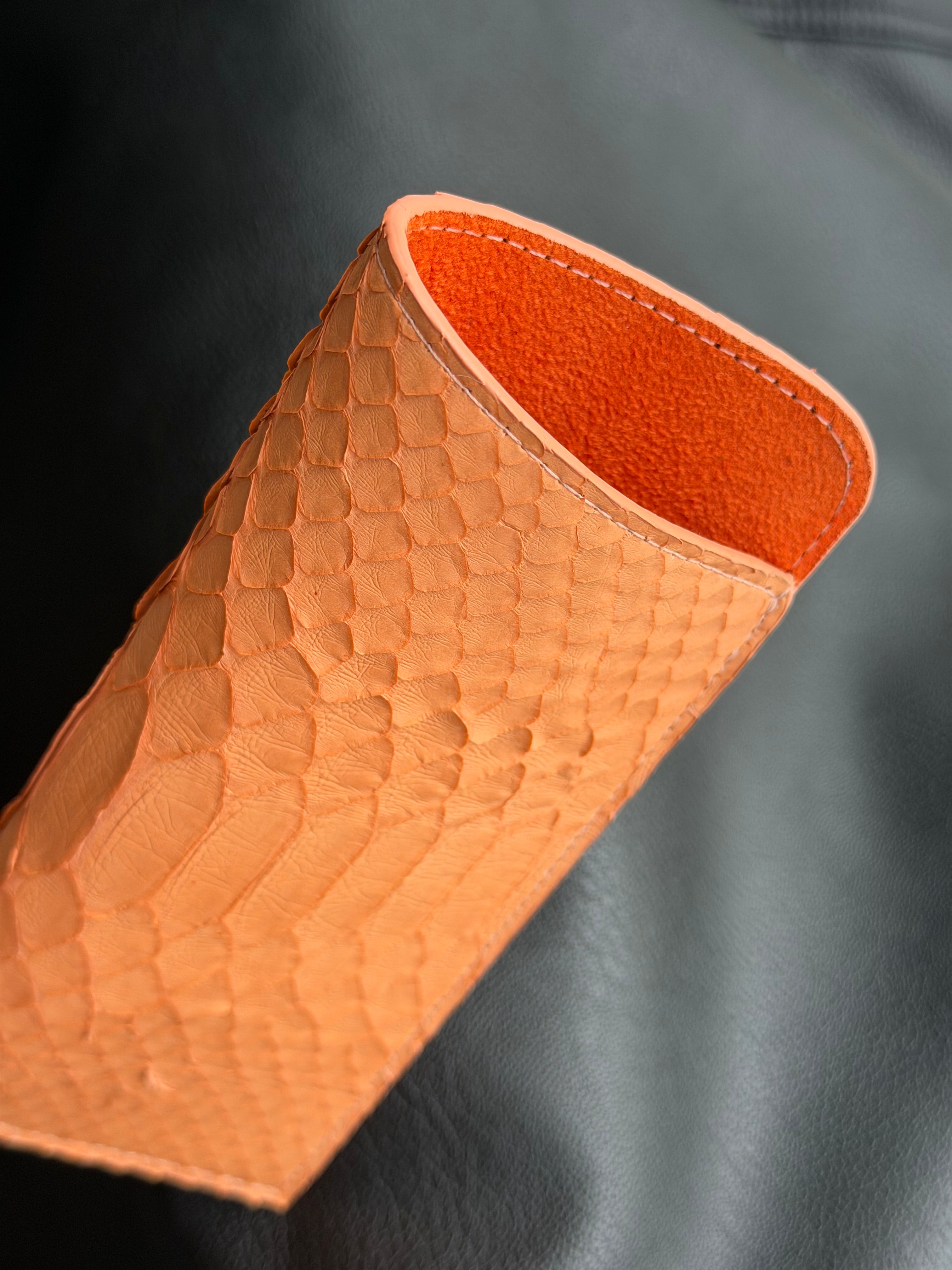 Orange Snake / Python Leather Eyewear Case
