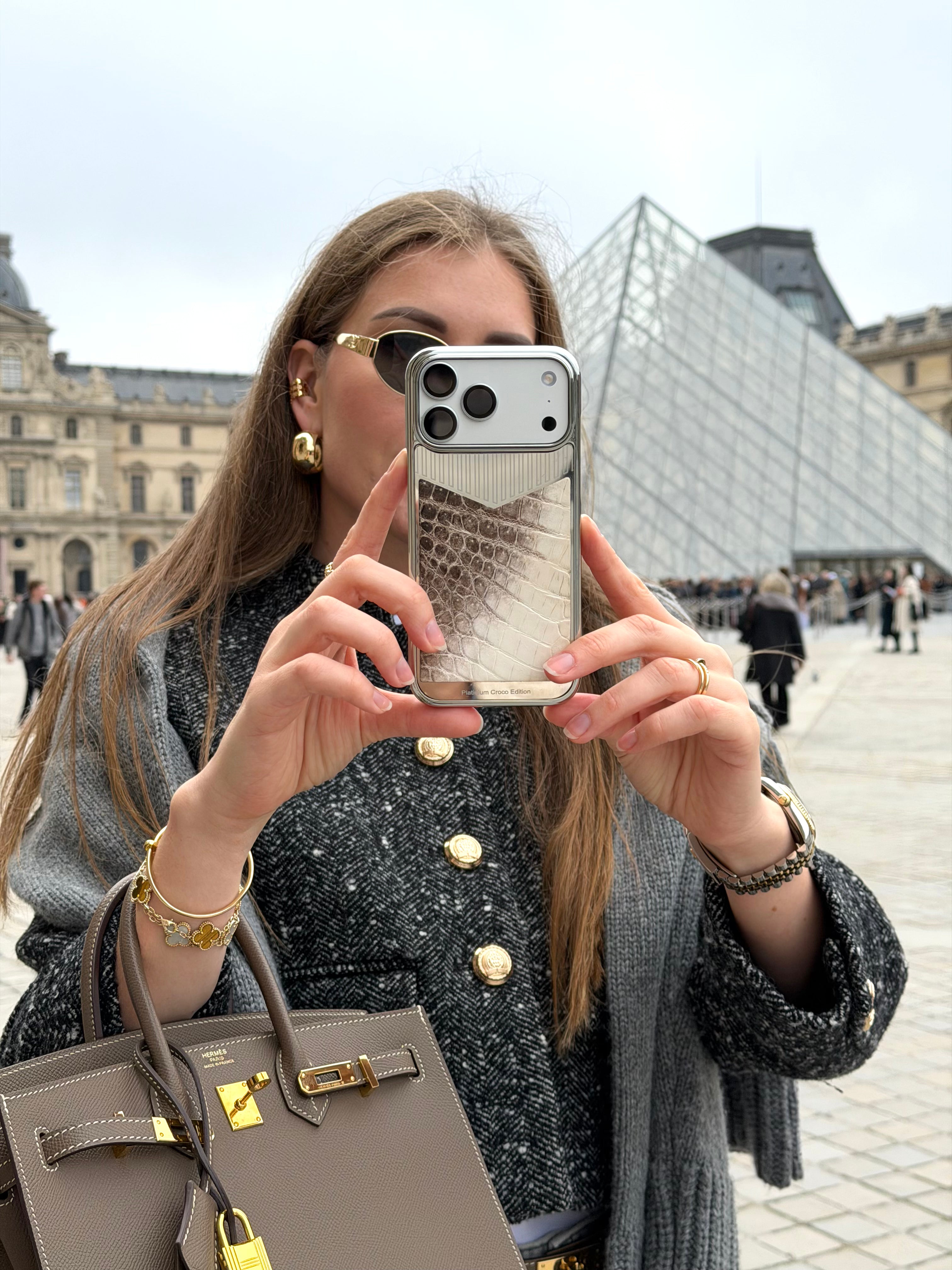 Silver iPhone 17 Pro Case with Himalayan Crocodile 