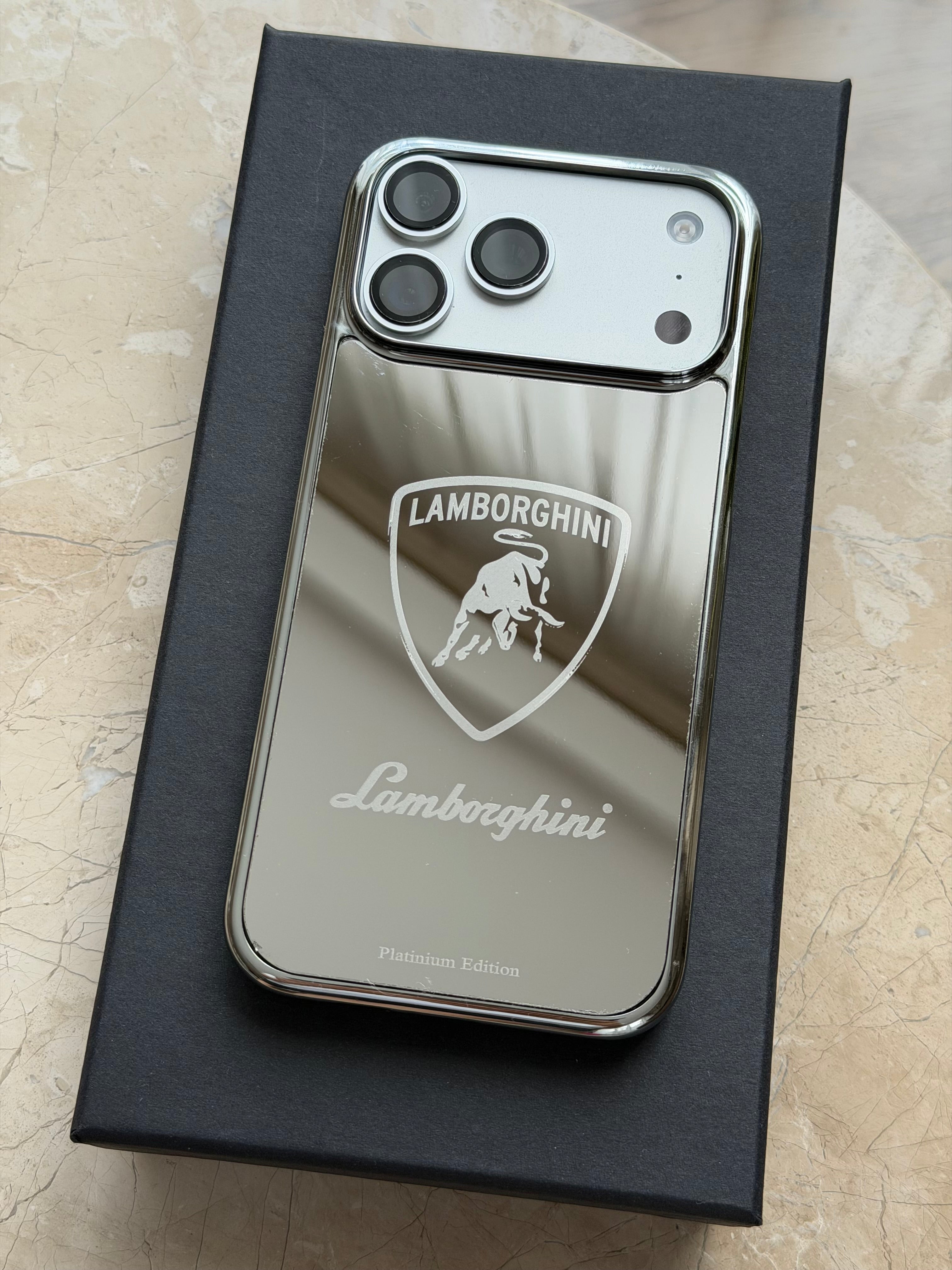 lamborghini iphone 17 pro max case silver platinium