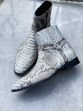 Natural White Python Leather Men Boots / Shoes