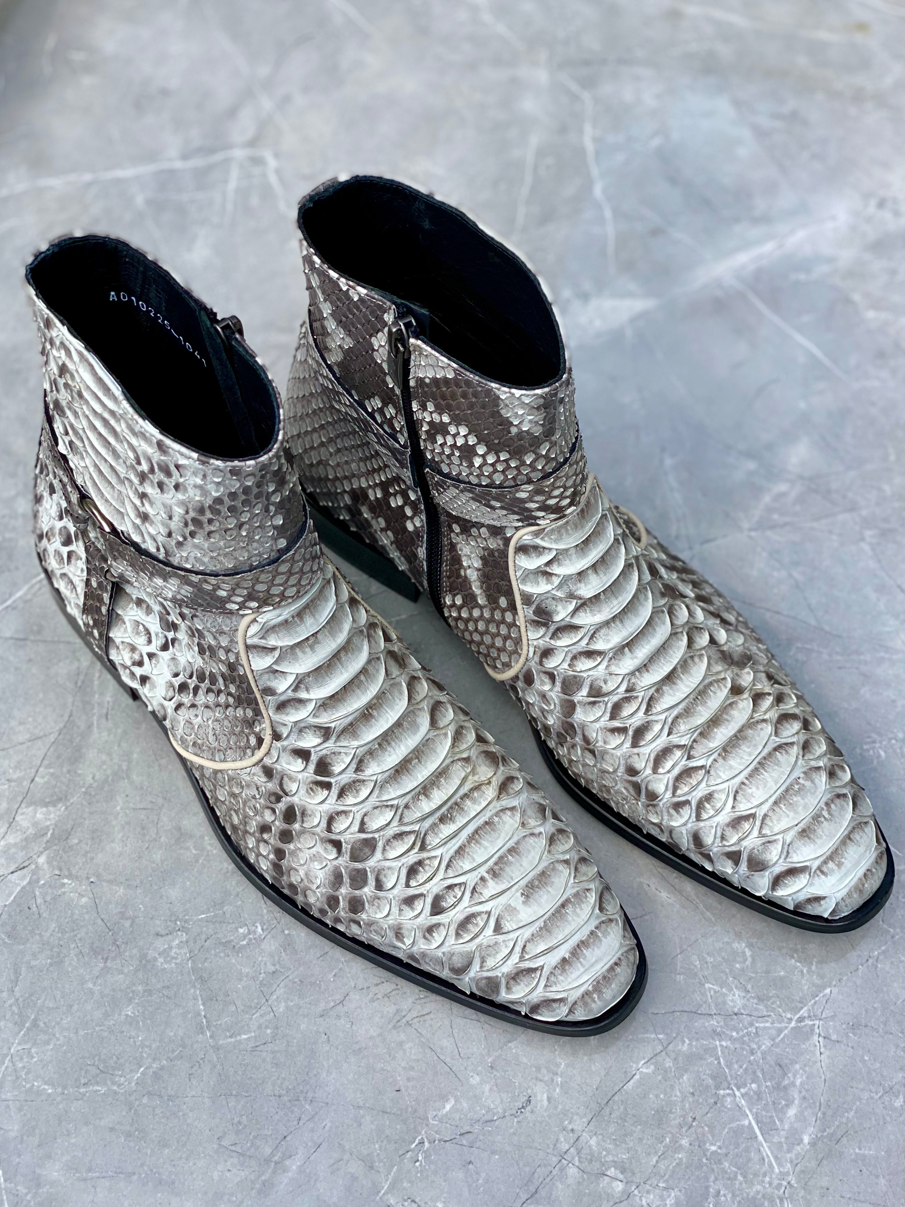 Natural White Python Men Boots / Shoes