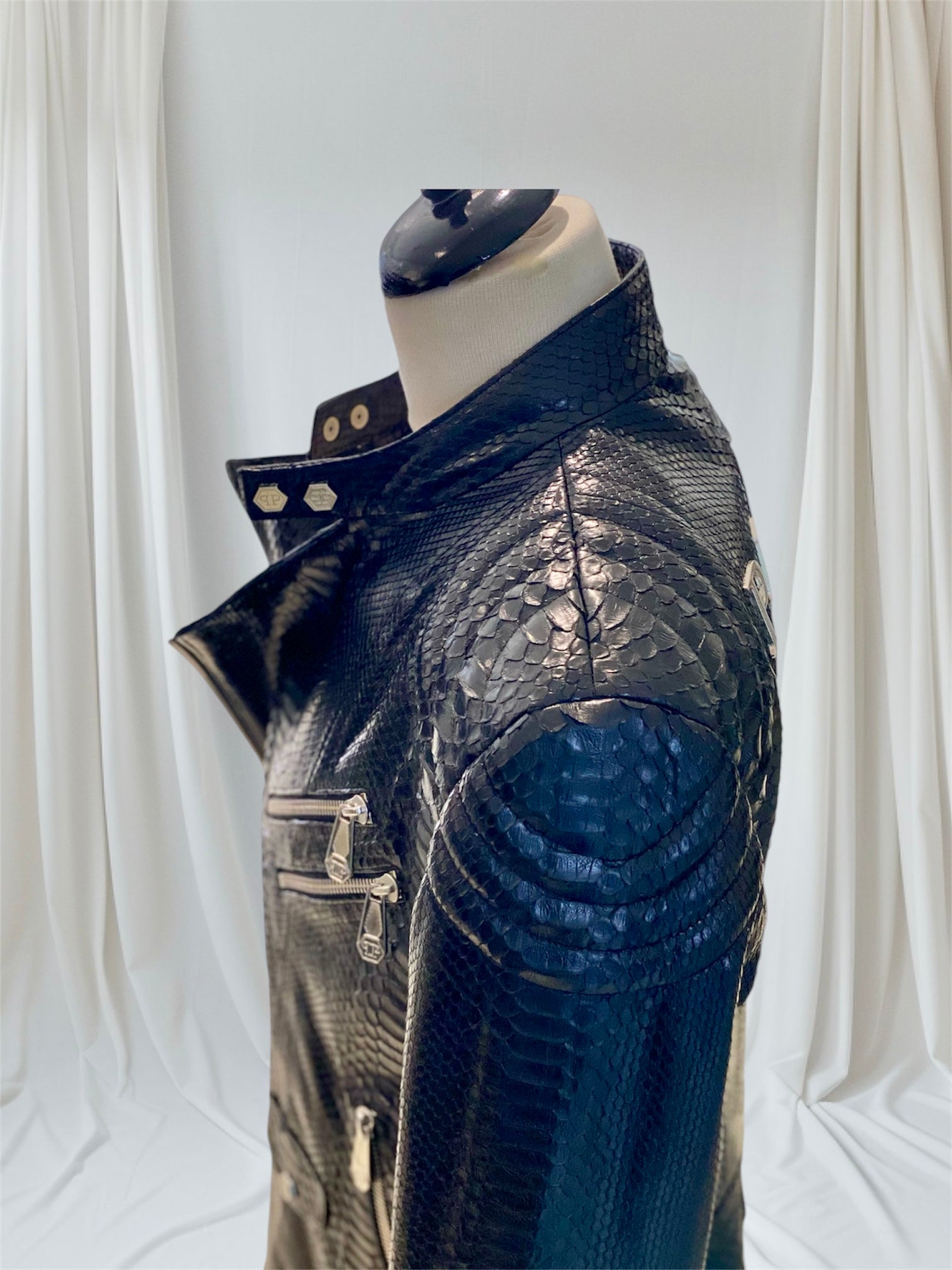 Black Python / Snake Leather Jacket