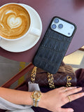 Black Crocodile Leather iPhone 18 Pro Case