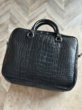 Black Crocodile Leather Laptop Bag