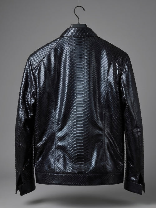 Black Python Leather Men Jacket
