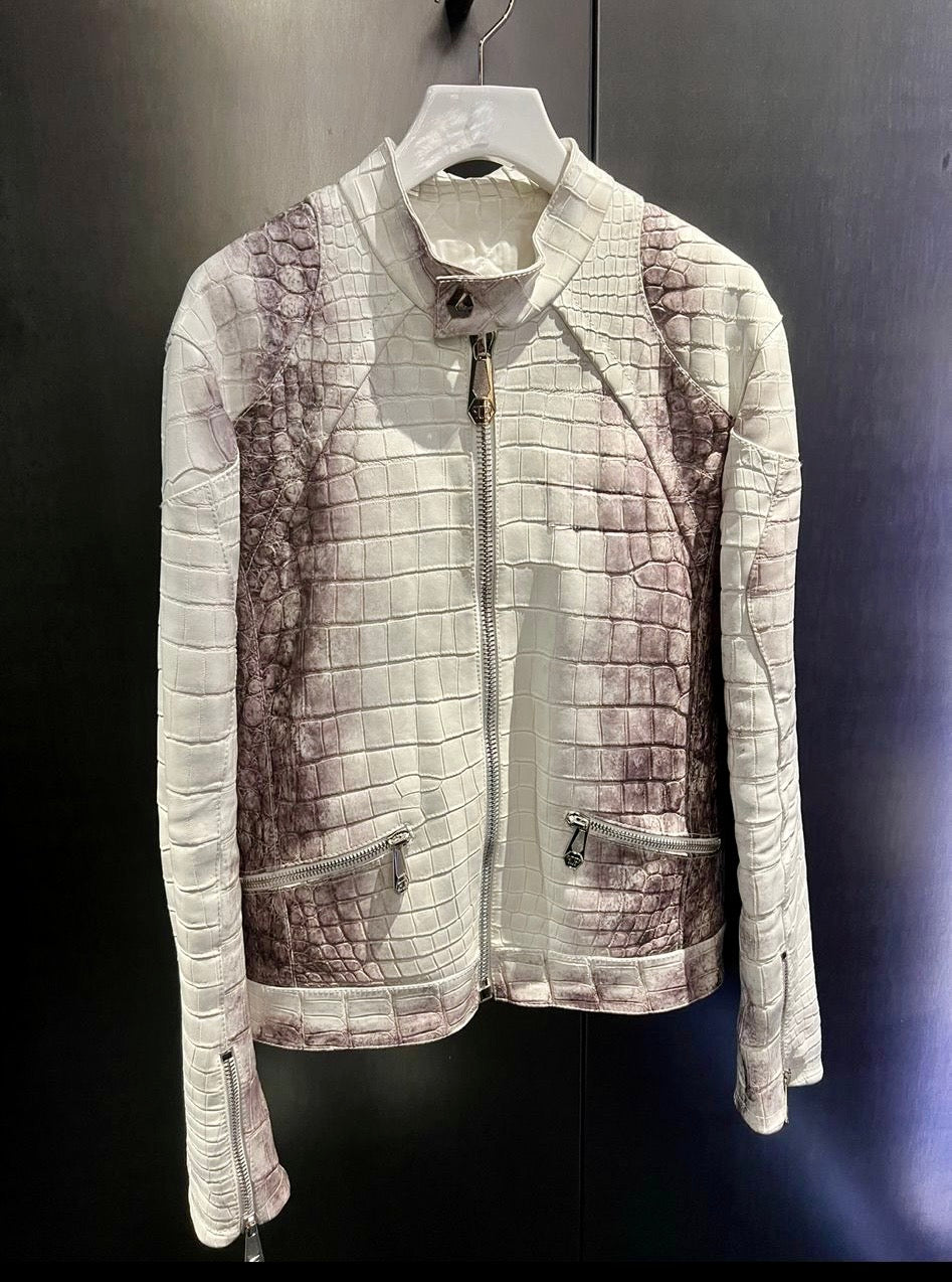 Himalayan Crocodile Leather Biker Men Jacket