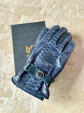 Genuine Navy Blue Python / Snake Men Gloves