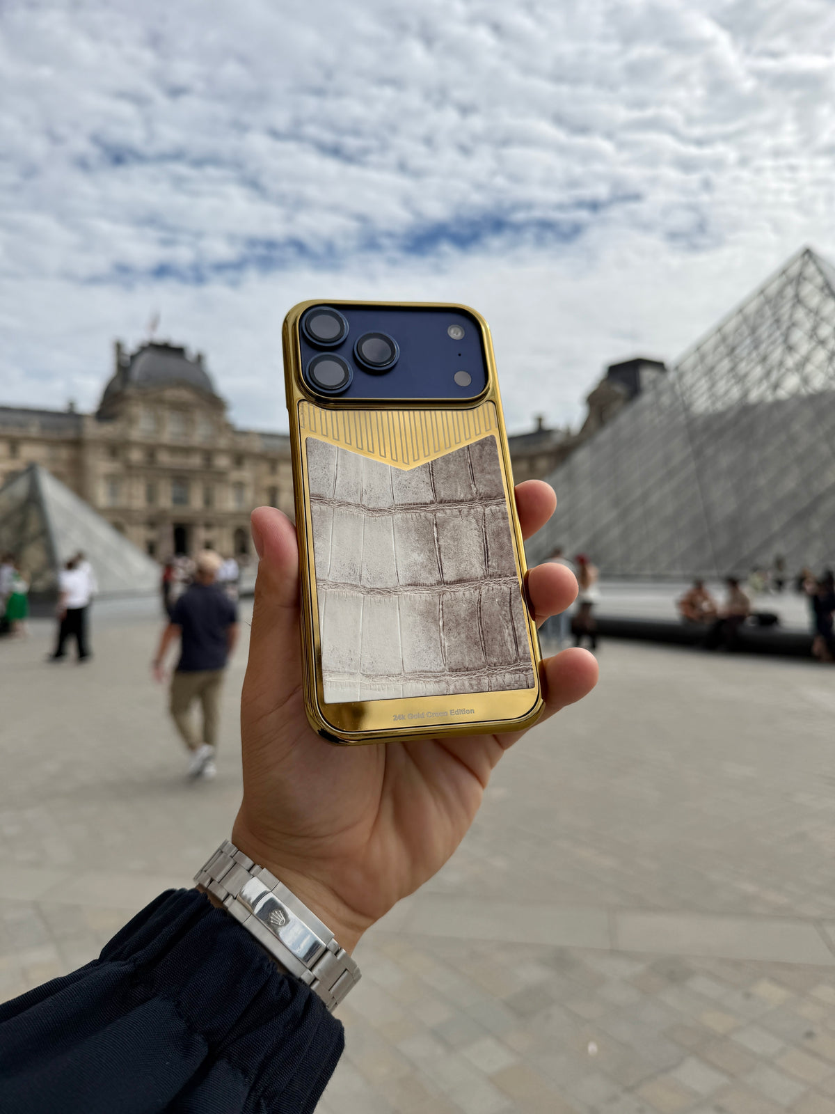 Gold Plated with Himalayan Crocodile Leather iPhone 18 Pro Max Case
