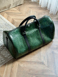 Green Python Leather Travel / Duffle Bag
