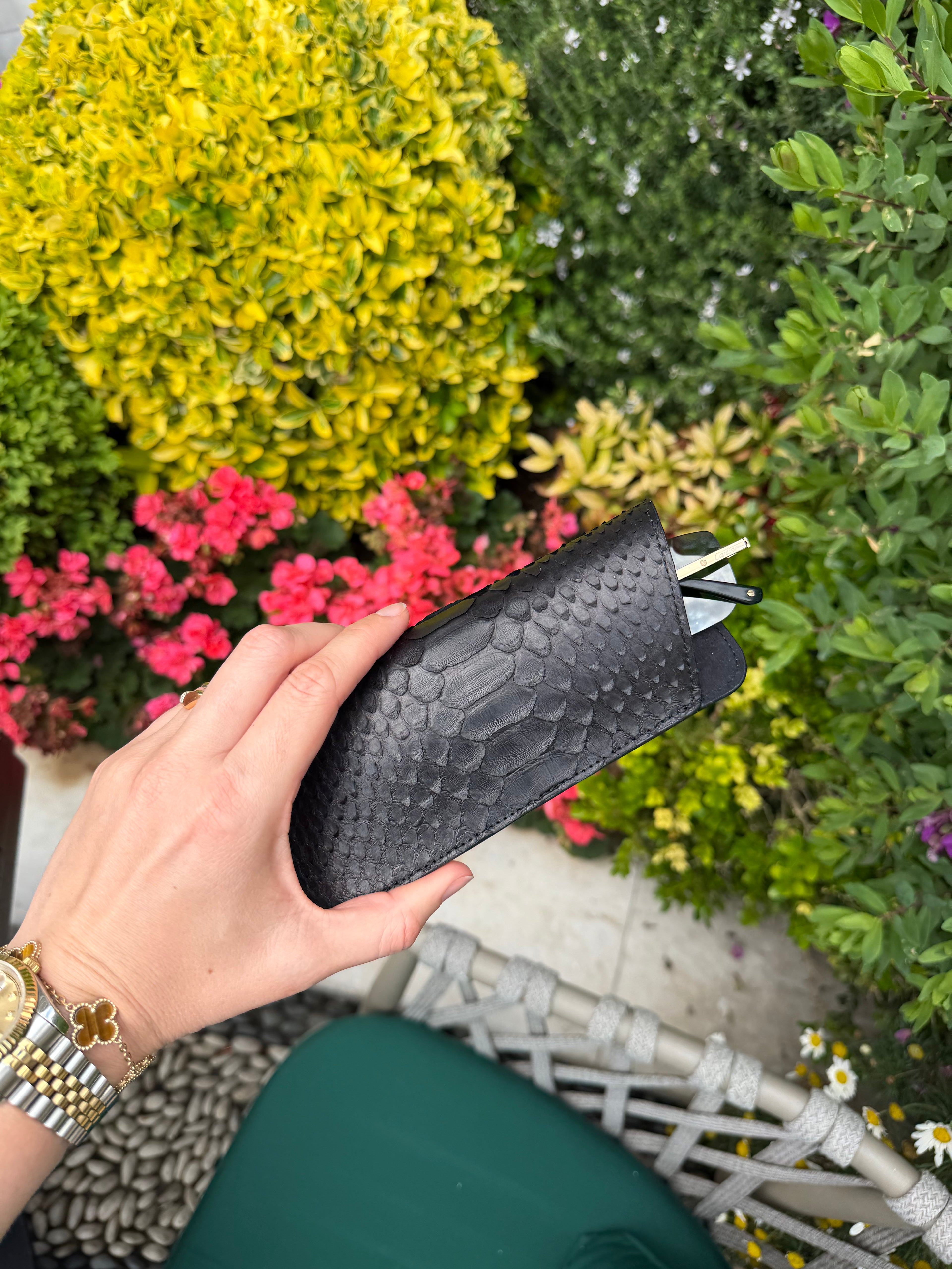 Black Snake / Python Leather Eyewear Case