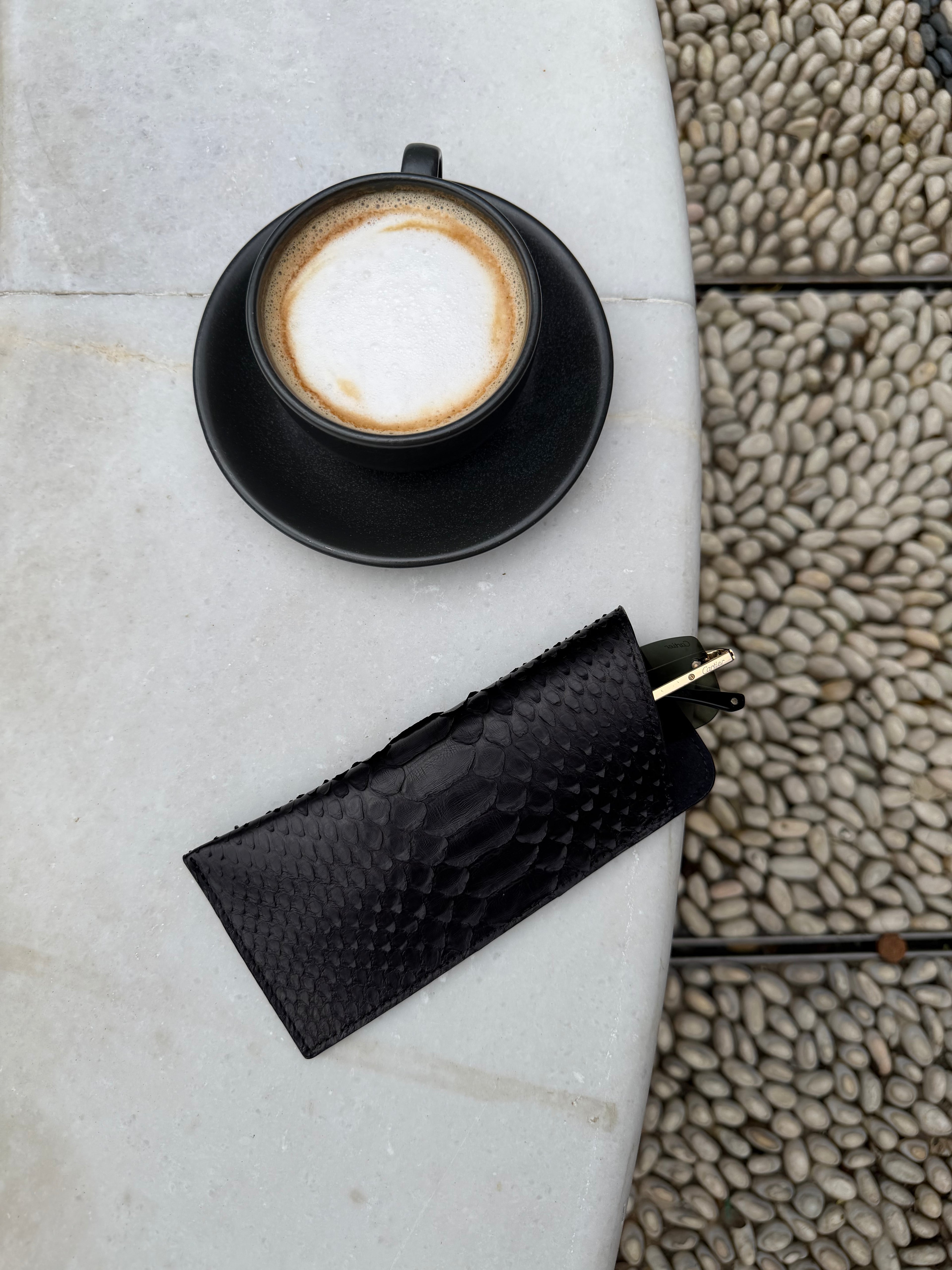 Black Snake / Python Leather Eyewear Case