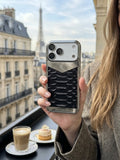 Silver Platinium Plated Black Python / Snake Leather iPhone 17 Pro Case