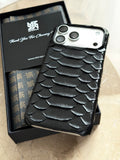 Black Python Snake Leather iPhone 17 Pro Max MagSafe Case