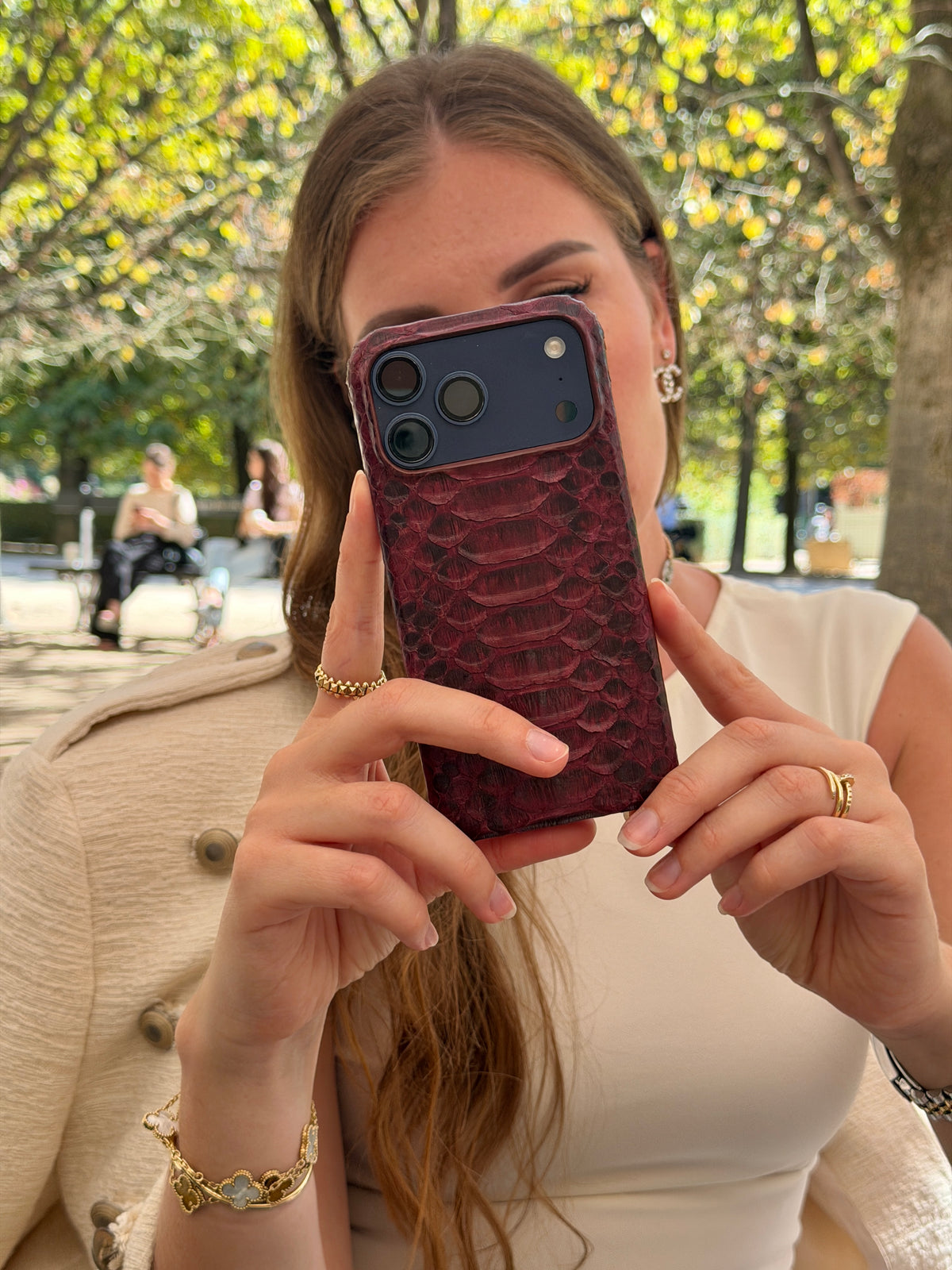 Burgundy Python Snake Leather iPhone 18 Pro Max MagSafe Case
