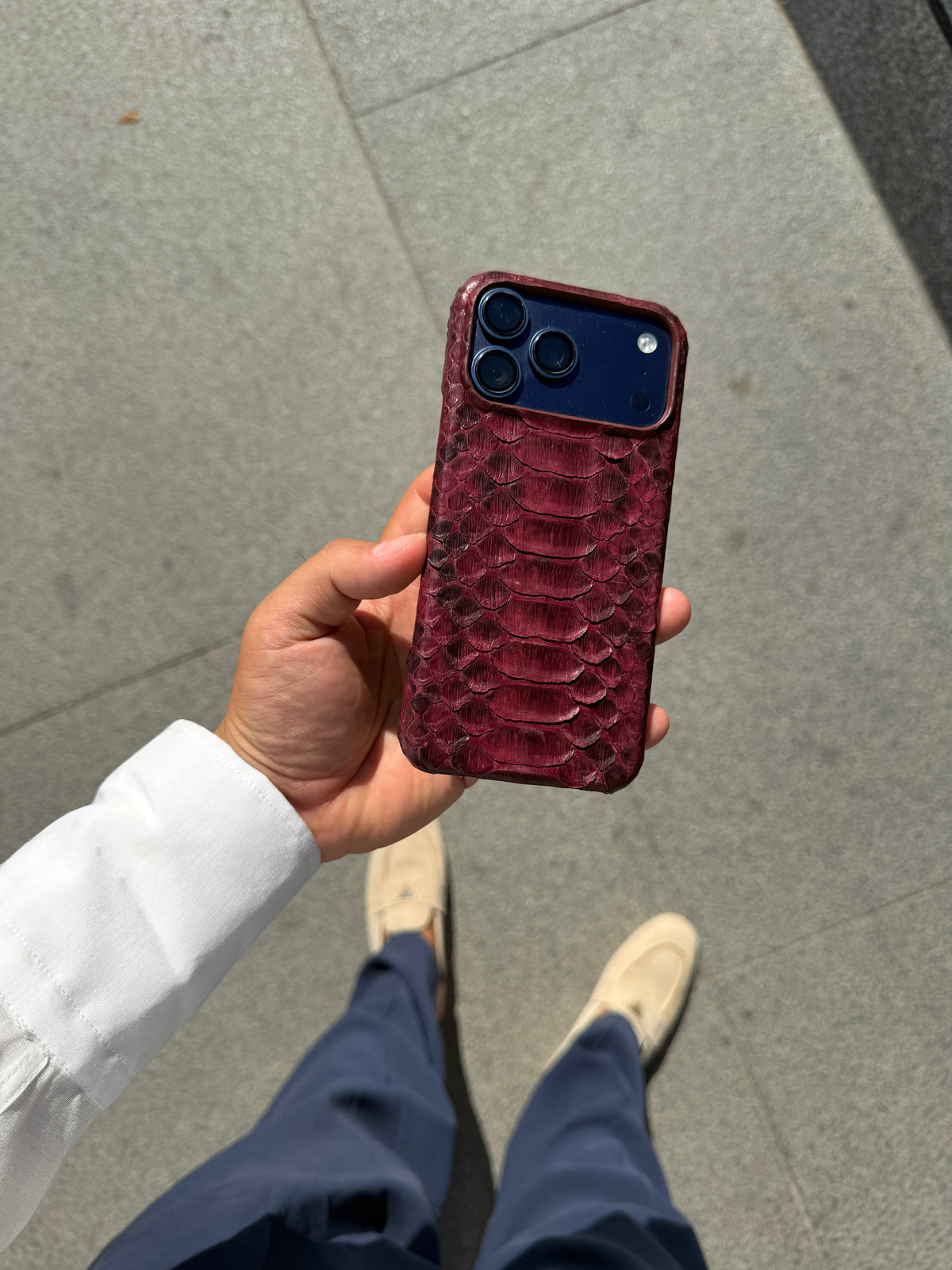 Burgundy Python Snake Leather iPhone 18 Pro Max MagSafe Case