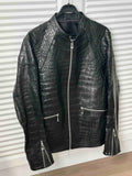 Black Crocodile Leather Men Biker Jacket