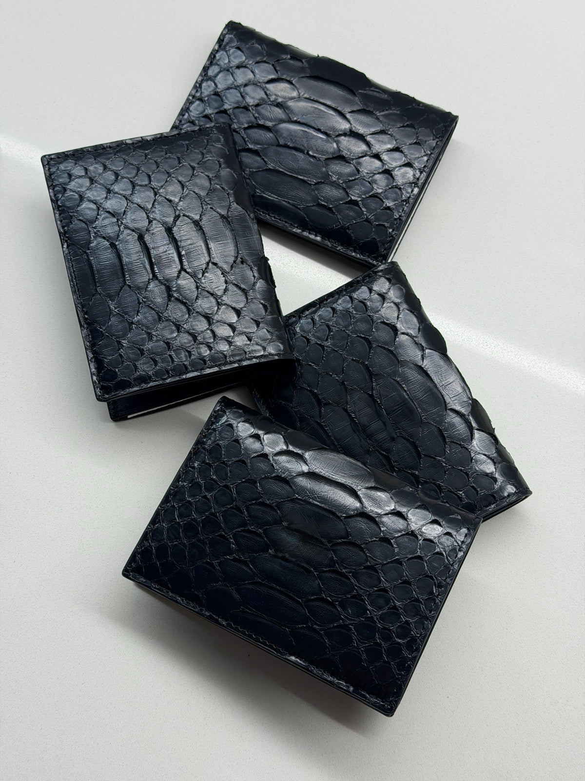 Black Python Leather Bifold Wallet