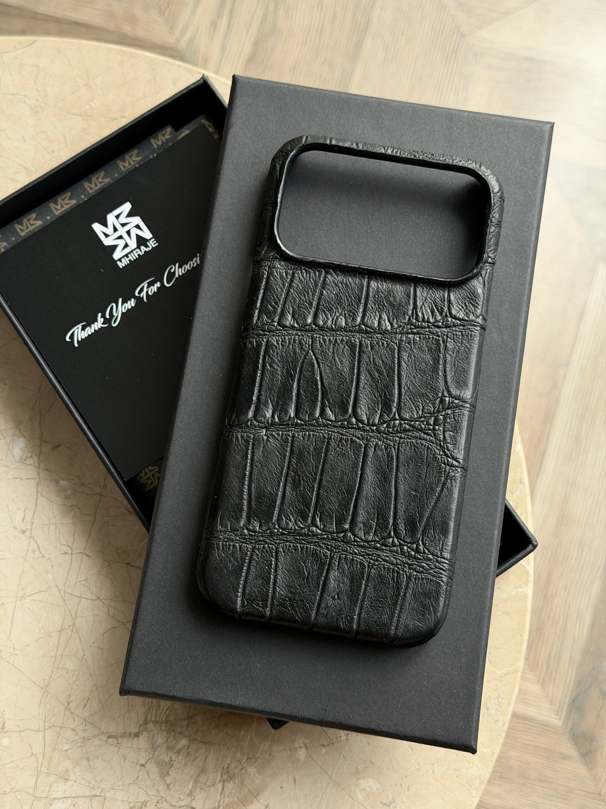 Black Crocodile Leather iPhone 18 Pro Case