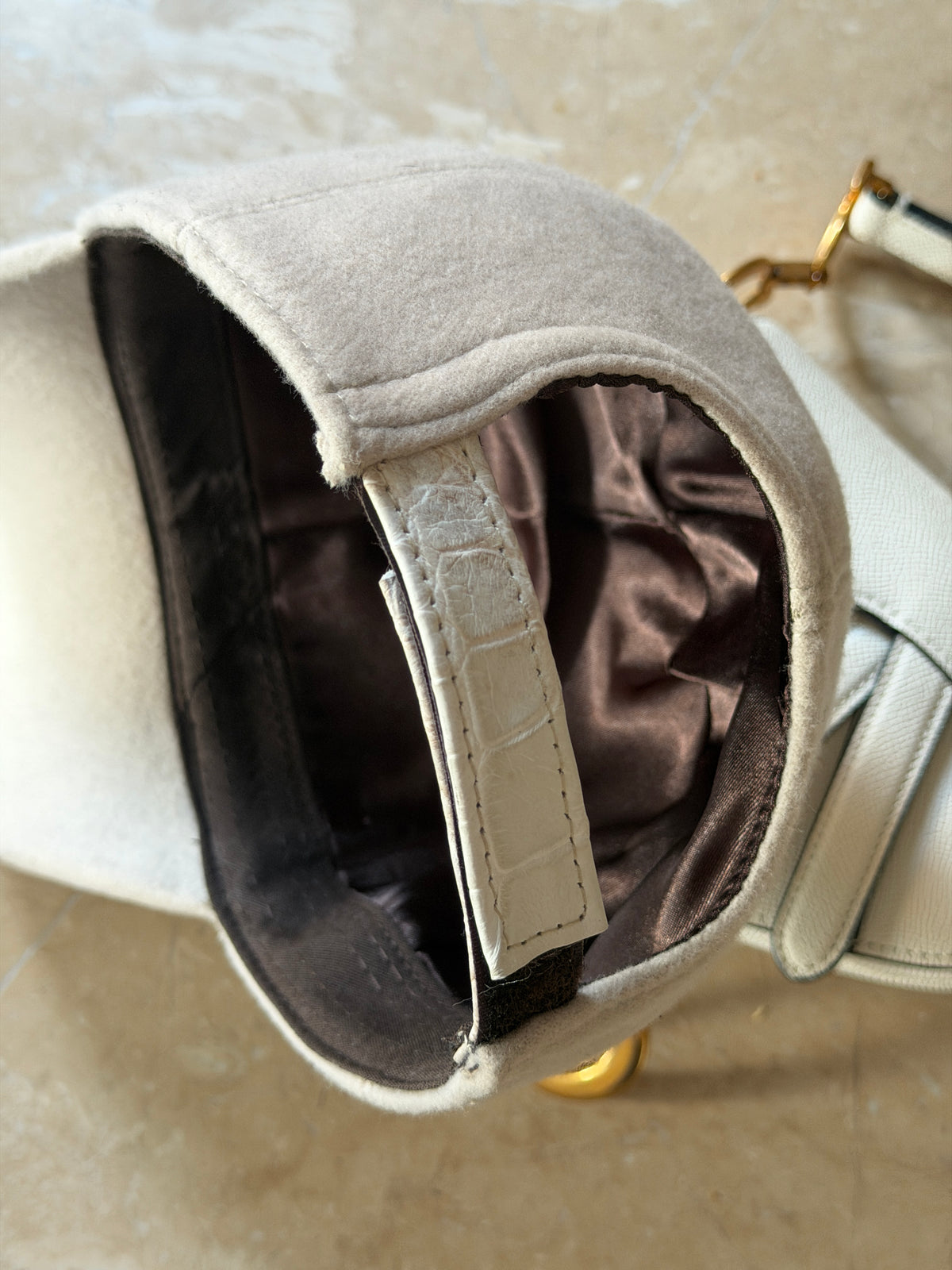 Beige / White Genuine Crocodile Leather Unisex Hat