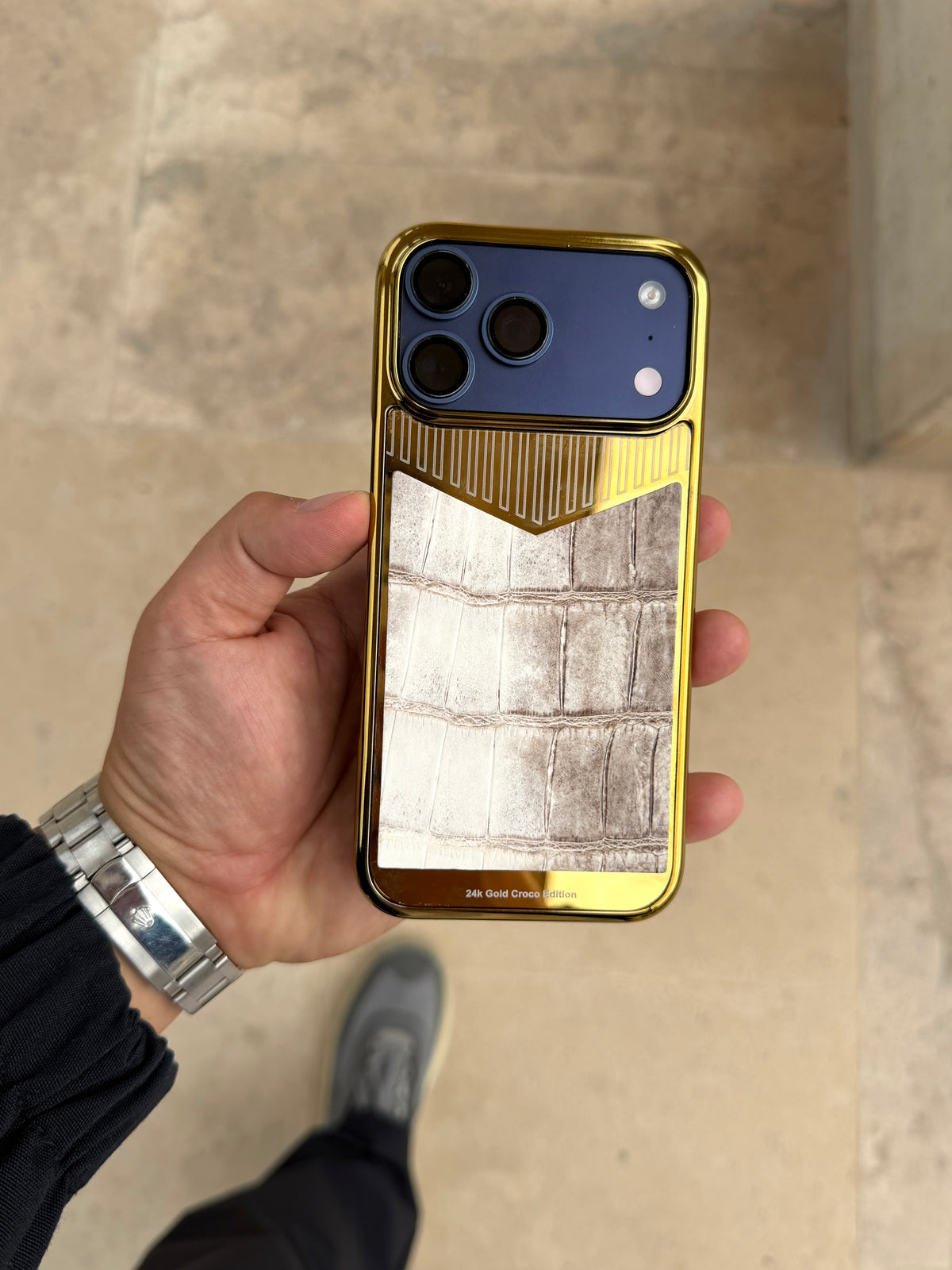 Gold Plated with Himalayan Crocodile Leather iPhone 18 Pro Max Case