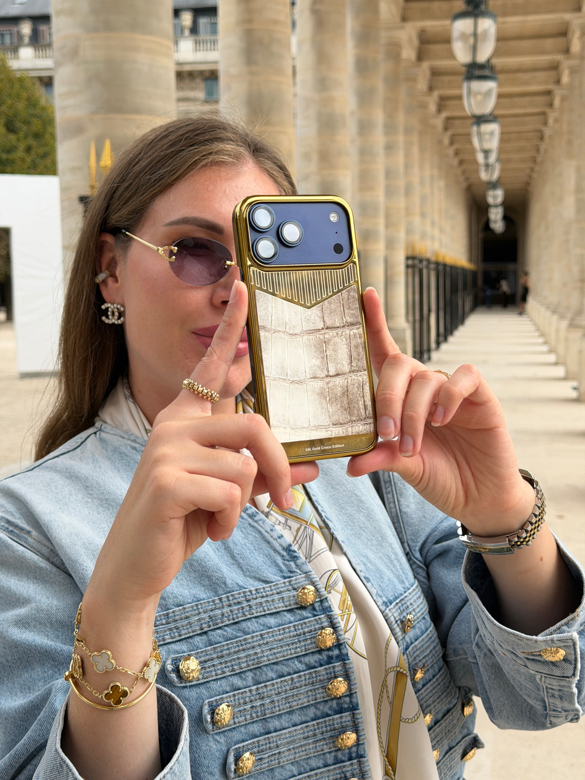 Gold Plated with Himalayan Crocodile Leather iPhone 18 Pro Max Case