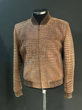 Brown Nubuck Crocodile Leather Men Jacket