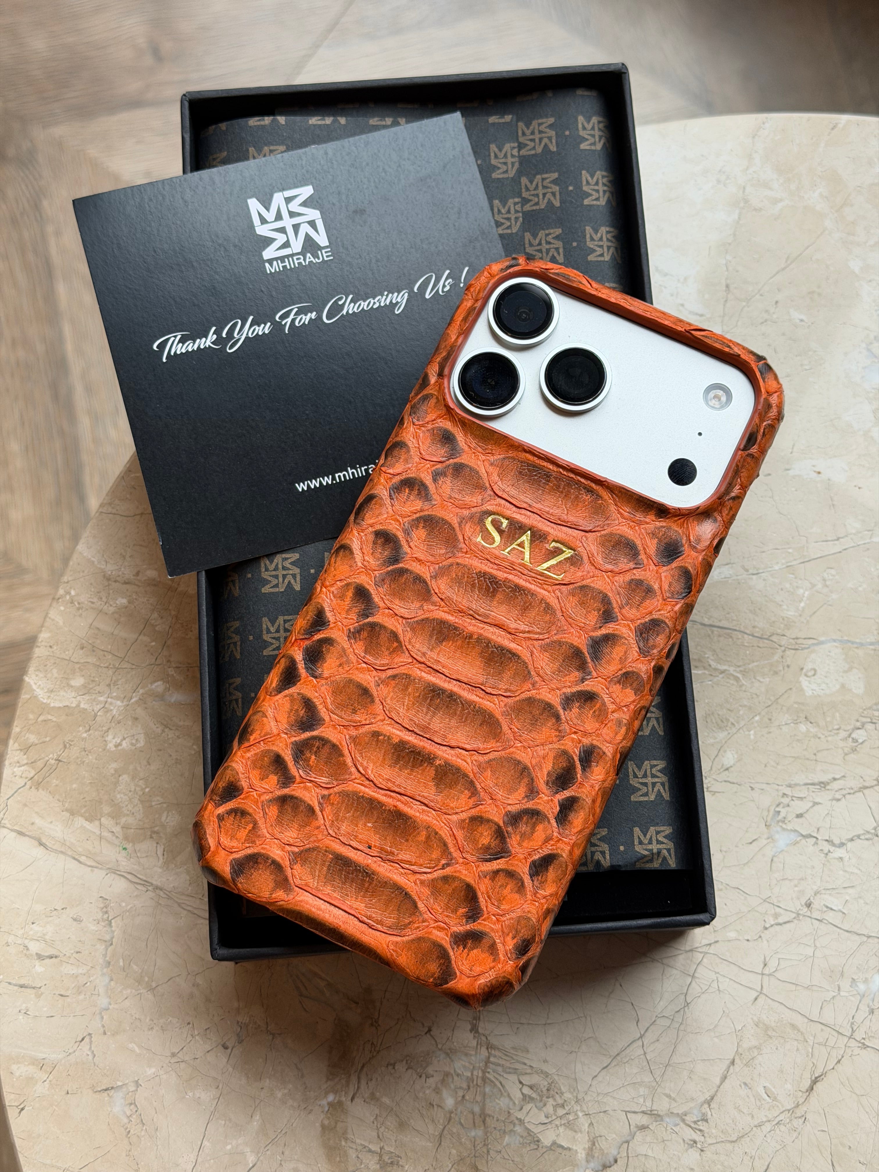 Orange Python Snake Leather iPhone 17 MagSafe Case