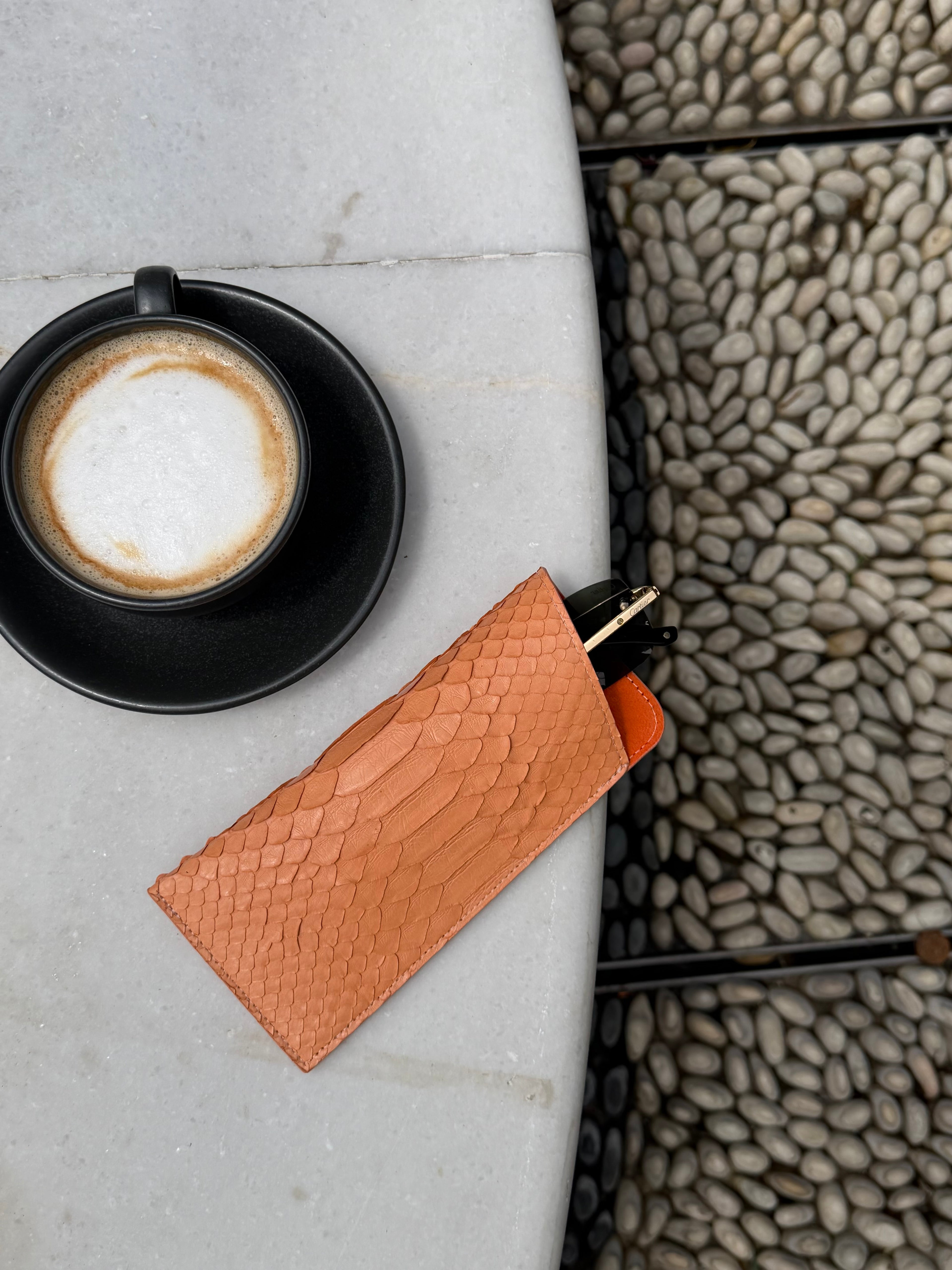 Orange Snake / Python Leather Eyewear Case