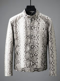 Natural White Python Snake Leather Men's Jacket 