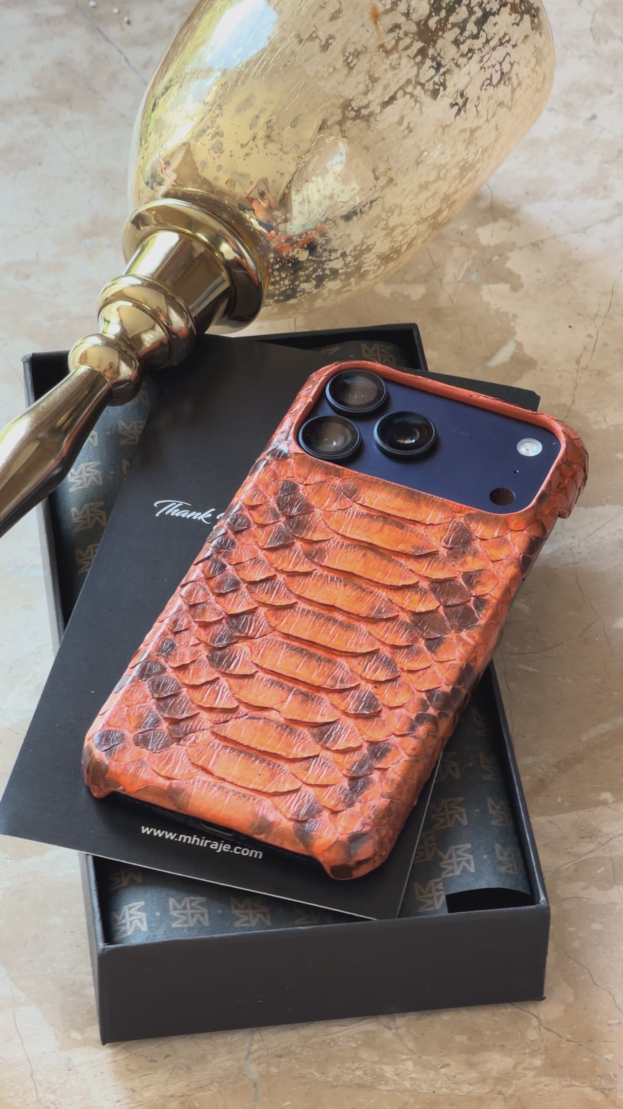 Orange Python Snake Leather iPhone 17 Pro MagSafe Case