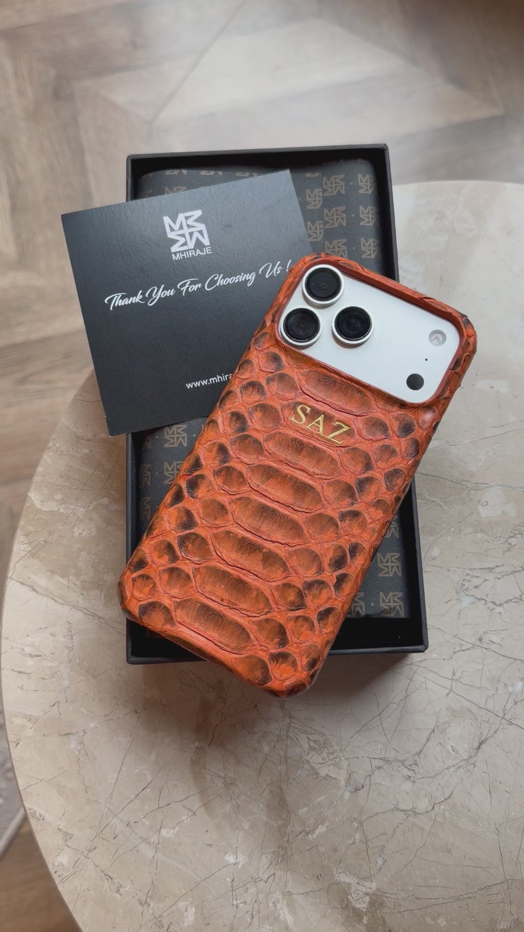 Orange Python Snake Leather iPhone 17 MagSafe Case