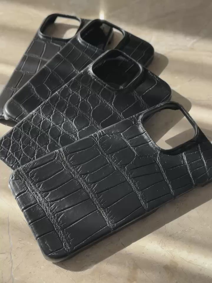 Genuine Black Crocodile Leather iPhone 17 Air Case